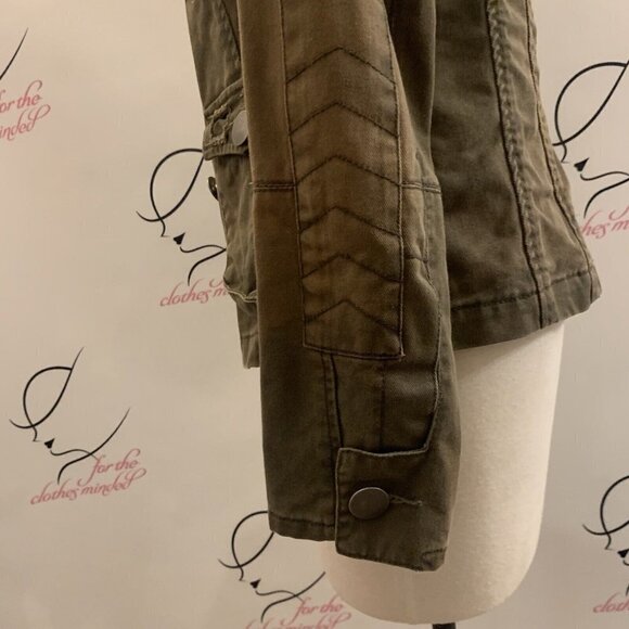 Jessica Simpson. Size Small. Rugged Green Frayed Cotton Denim Jacket. WTC - Picture 6 of 9